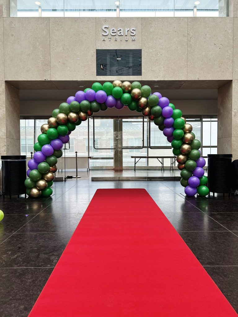 Pickering balloon arch with a red carpet rental